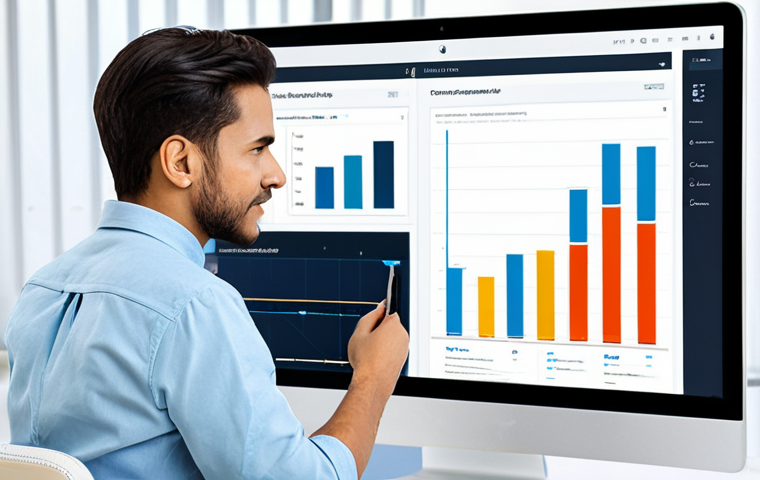 퍼포먼스 마케팅 성과 평가 방법 - Data Analysis in a Modern Office**

"A data analyst in a professional office setting, reviewing ROI ...