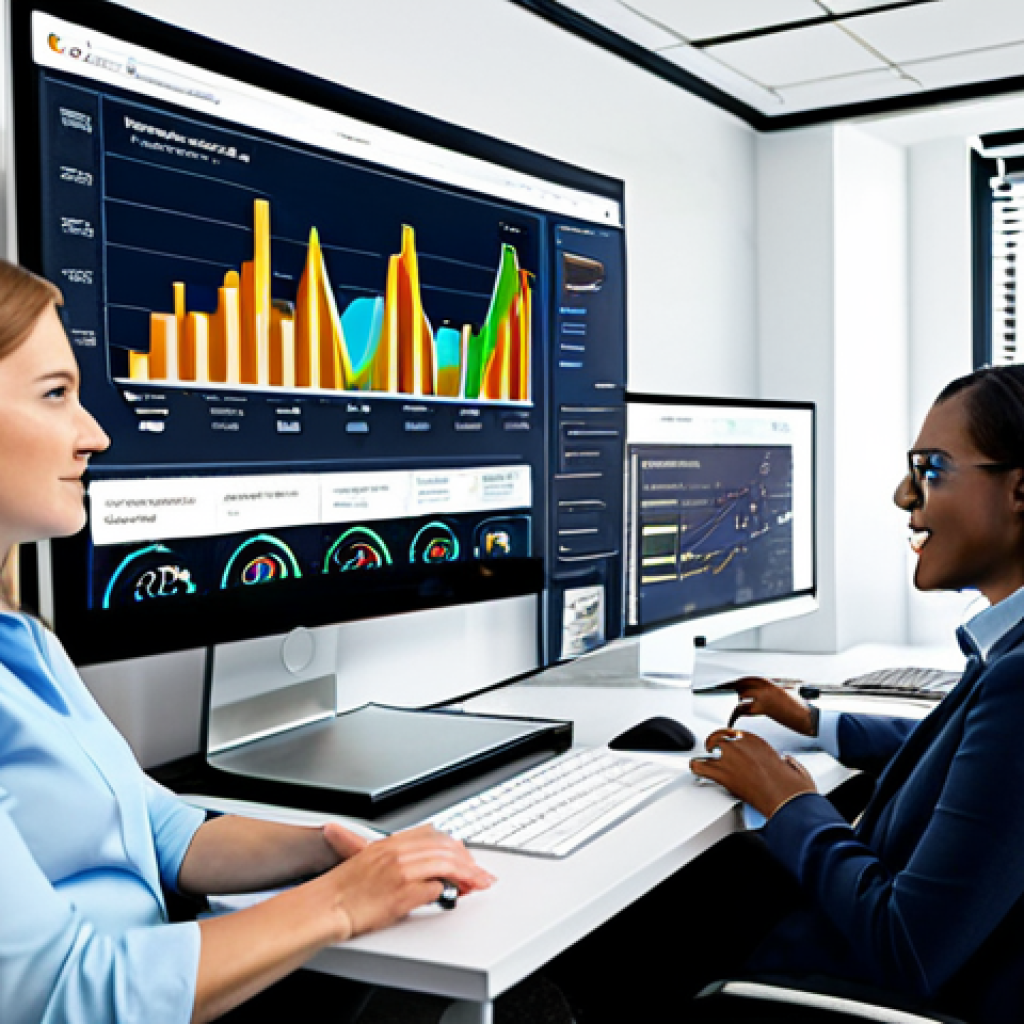 퍼포먼스 마케팅의 주요 지표와 메트릭 - Data-Driven Marketing**

"A modern office setting with a large screen displaying charts and graphs, ...