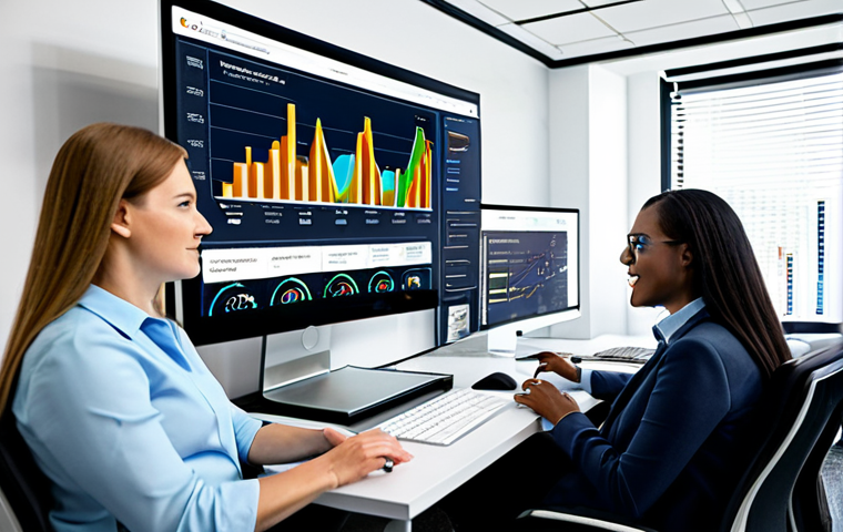 퍼포먼스 마케팅의 주요 지표와 메트릭 - Data-Driven Marketing**

"A modern office setting with a large screen displaying charts and graphs, ...