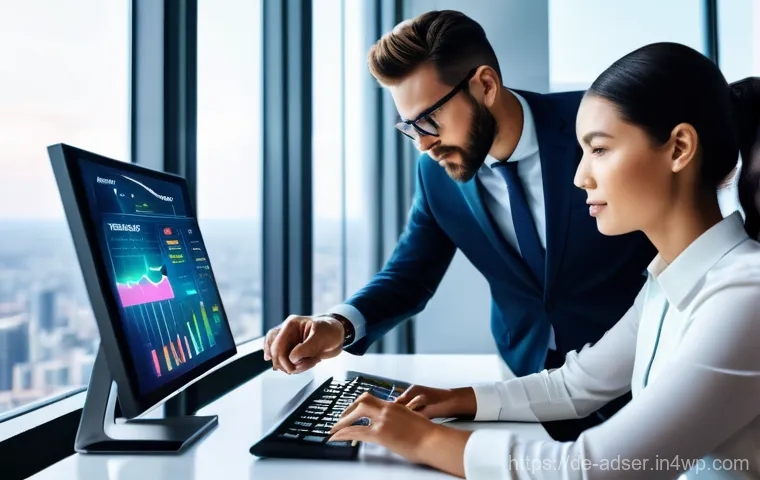 퍼포먼스 마케팅을 위한 효과적인 리포트 작성 - **Prompt:** A diverse team of four marketing professionals (two men, two women, all in smart busines...