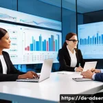 퍼포먼스 마케팅의 지표와 측정 방법 - **Prompt:** A diverse group of marketing professionals, adults in smart business attire, are collabo...