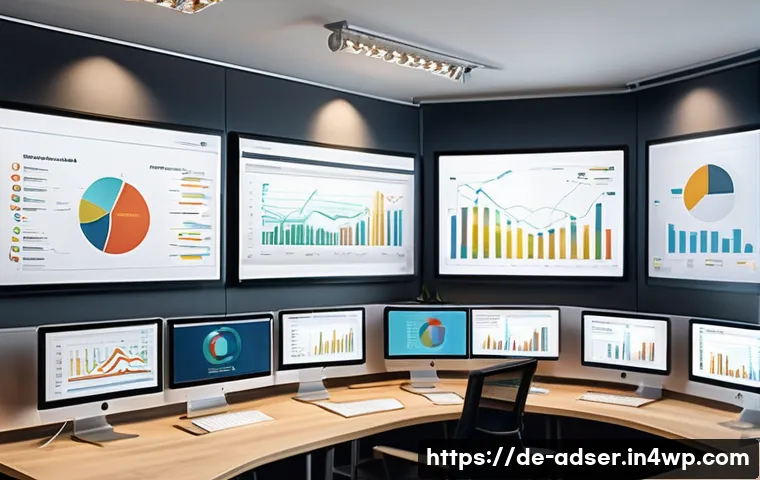 퍼포먼스 마케팅 캠페인의 성공 요소 - A modern office environment in Germany with a diverse team of marketing professionals analyzing larg...