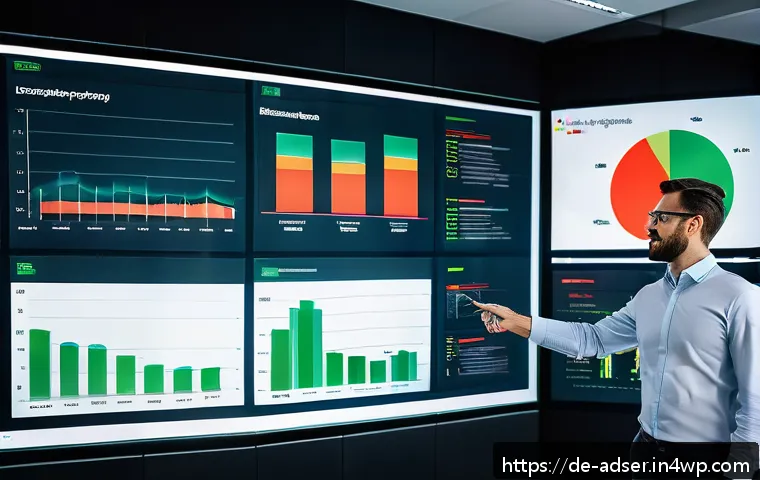 퍼포먼스 마케팅 성과 보고서 작성 방법 - A professional office environment showing a diverse team of marketing analysts gathered around a lar...