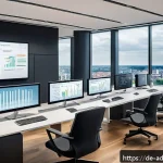 퍼포먼스 마케팅의 미래와 전망 - A modern office scene in Berlin showcasing a diverse team of digital marketers analyzing predictive ...