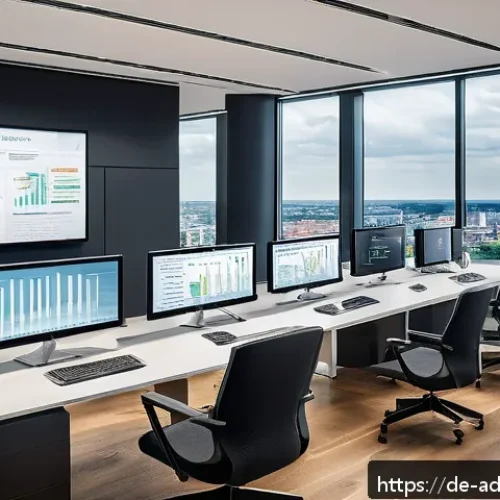 퍼포먼스 마케팅의 미래와 전망 - A modern office scene in Berlin showcasing a diverse team of digital marketers analyzing predictive ...