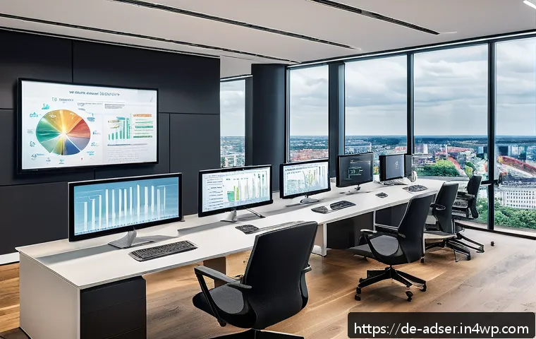 퍼포먼스 마케팅의 미래와 전망 - A modern office scene in Berlin showcasing a diverse team of digital marketers analyzing predictive ...