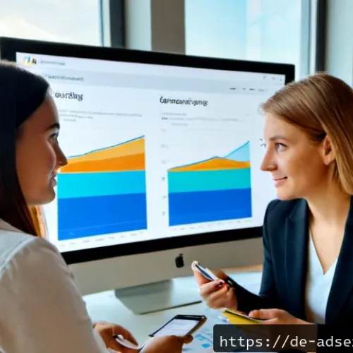 Home 17 이메일 마케팅과 퍼포먼스 마케팅의 통합 - Photorealistic modern marketing team in a bright Berlin office, a German businesswoman and colleague...