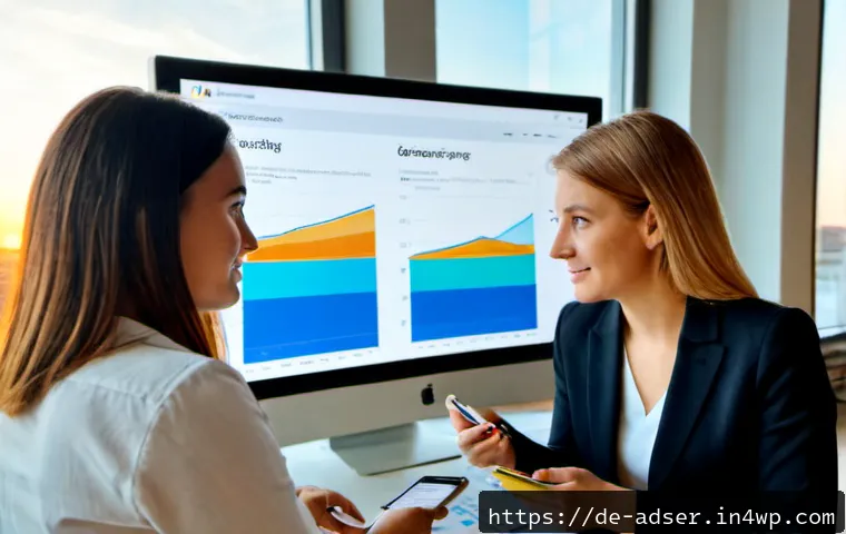 이메일 마케팅과 퍼포먼스 마케팅의 통합 - Photorealistic modern marketing team in a bright Berlin office, a German businesswoman and colleague...